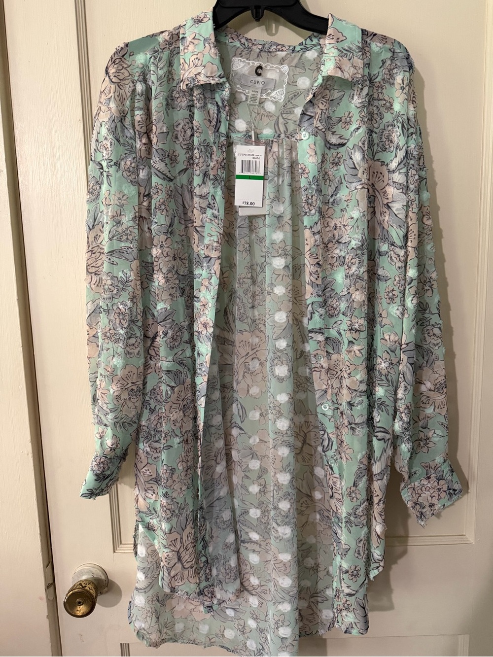 Cupio Mint Green Floral Button-Down Shirt